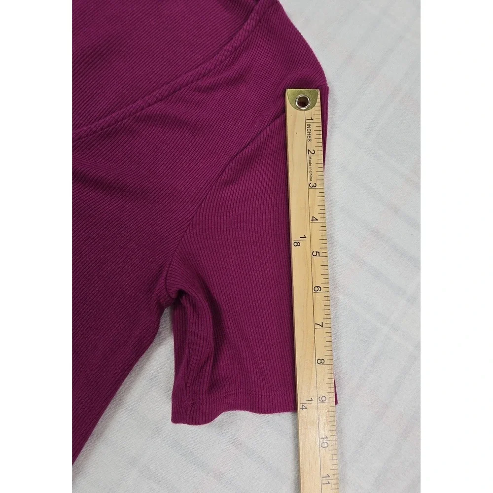 Boden Rib Jersey Midi T-Shirt Dress Short Sleeve V-Neck Side Slits Purple US 6P